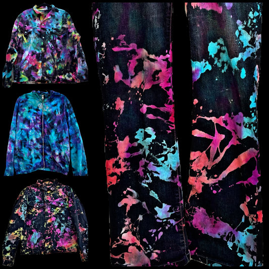 Rainbow Splashed Denim Jacket