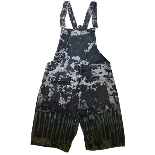 Tie Dye Denim Shortalls (Grey/Black)