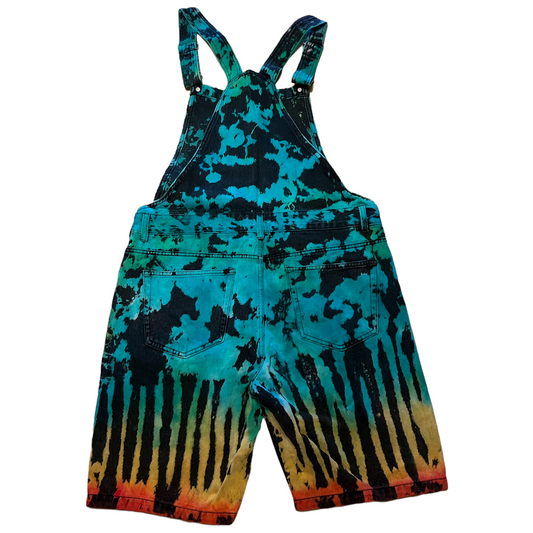 Tie Dye Denim Long Shortalls (Multi-color)