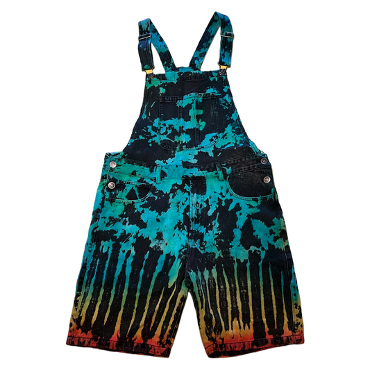 Tie Dye Denim Long Shortalls (Multi-color)