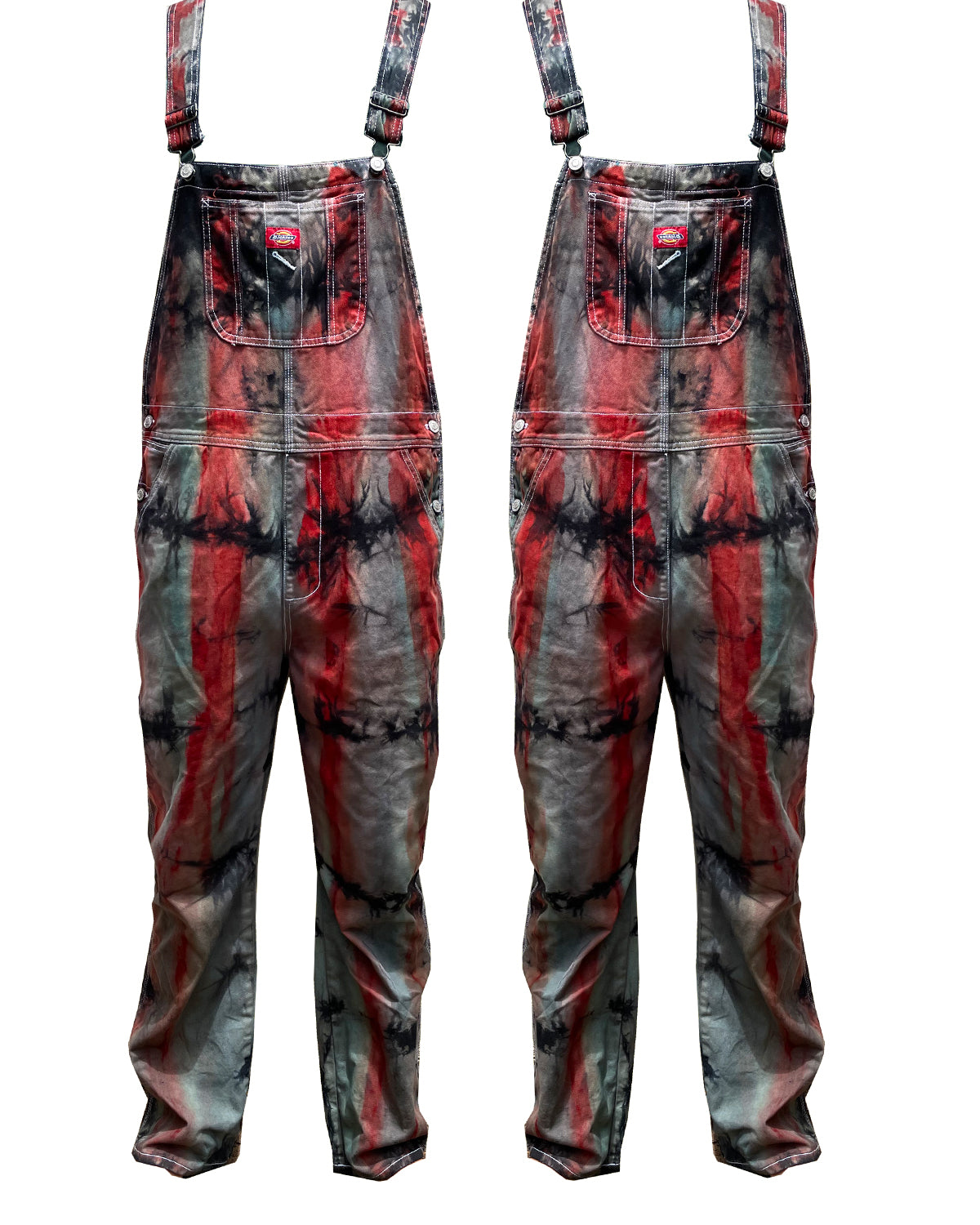 Tie Dye Denim Overalls (Olive Terracotta)