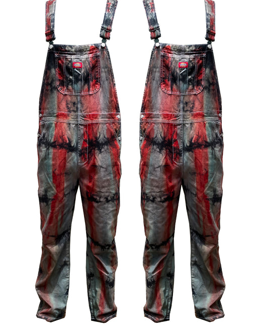 Tie Dye Denim Overalls (Olive Terracotta)
