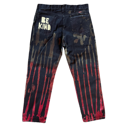 Tie Dye Denim Pants (Neutral Stripes)