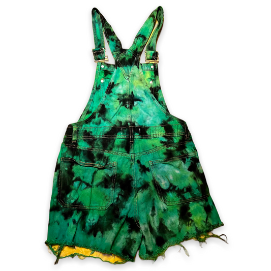 Tie Dye Denim Shortalls (Green)