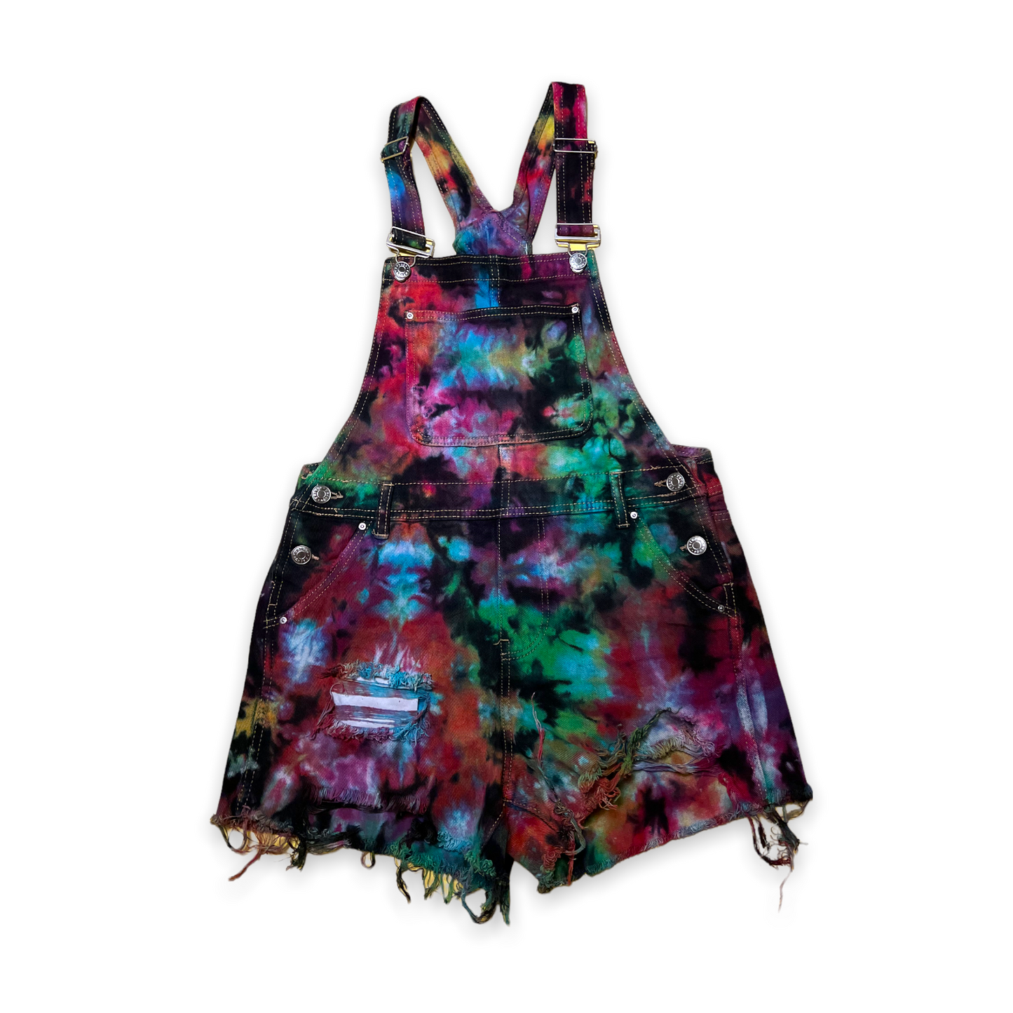 Tie Dye Denim Shortalls (Multi-Color)