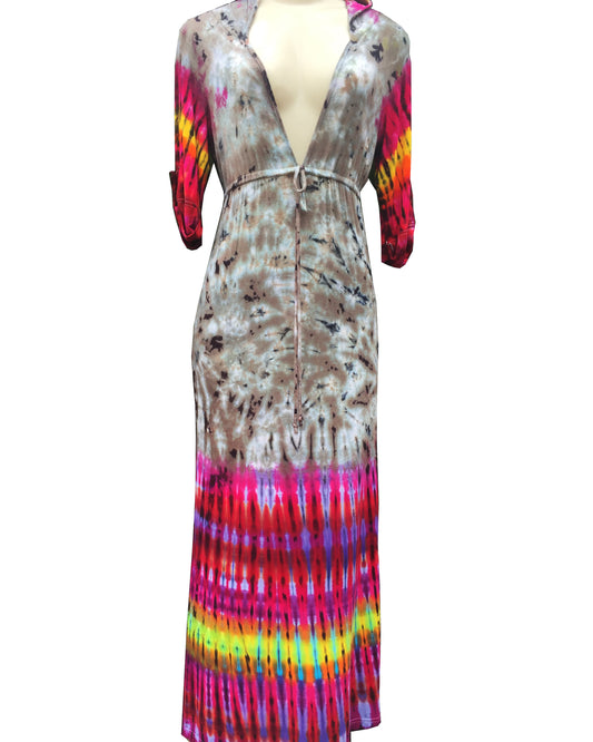 Tie Dye Hooded Maxi Dress