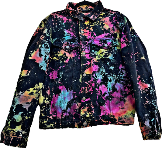 Rainbow Splashed Denim Jacket